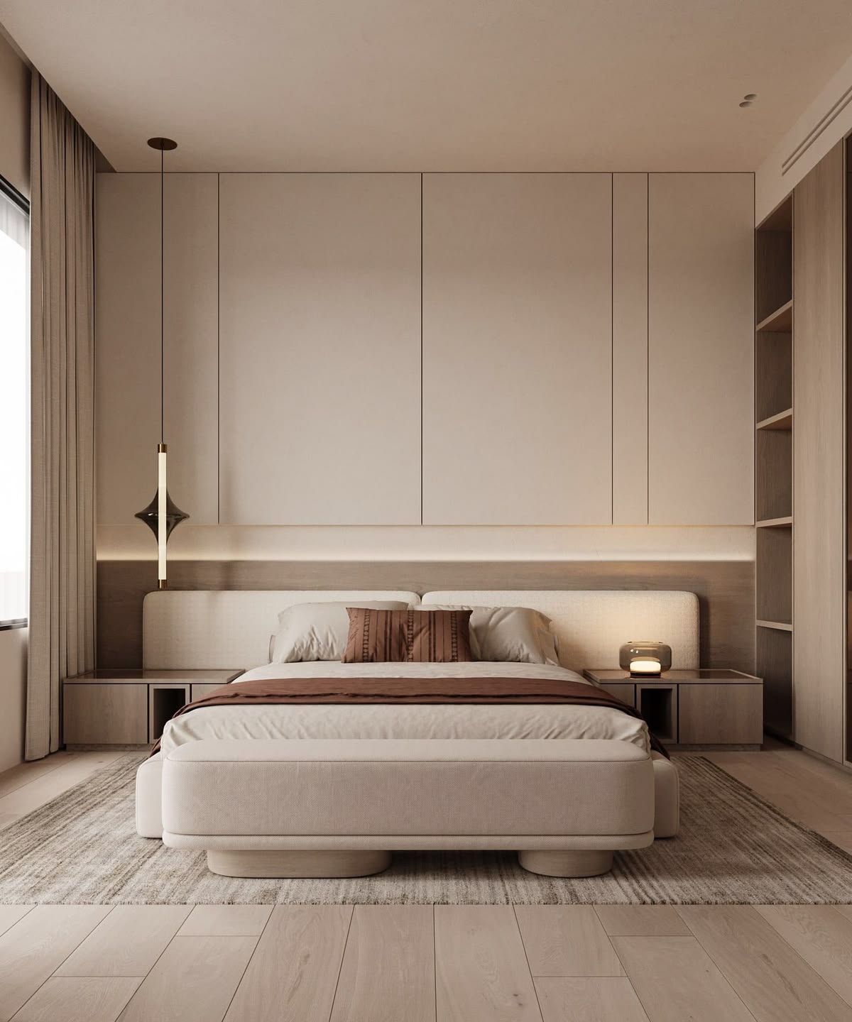 Modern Bedroom Retreat with Floor-to-Ceiling Sliding Glass Wardrobe #78